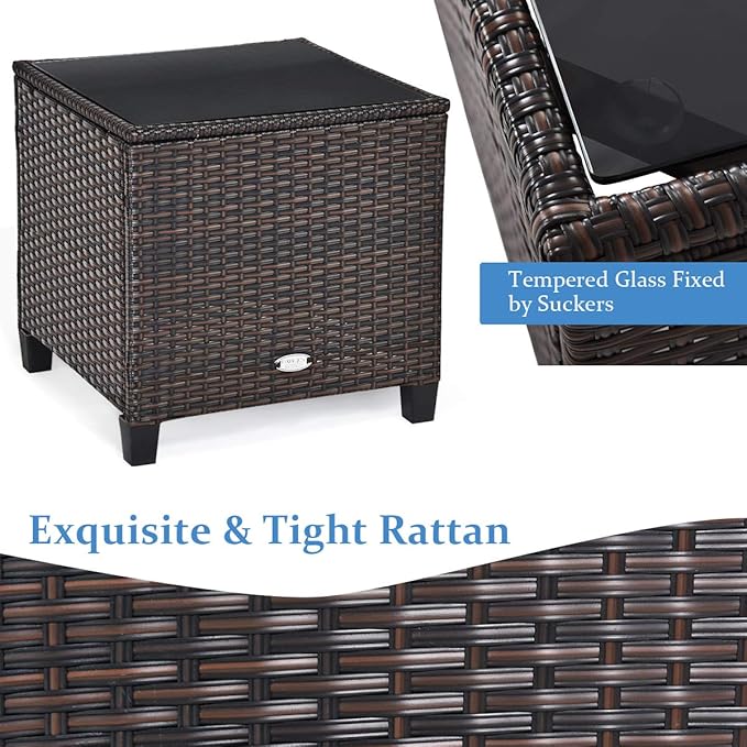 Tangkula 3 Pieces Patio Furniture Set, PE Rattan Wicker 3 Pcs Outdoor Sofa Set - Image 8