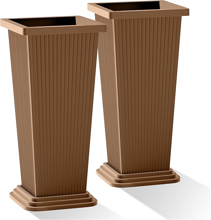 Set of 2 Large Planters for Outdoor Plants 24" Tall Tapered Modern Flower Pots by PolarcoForgeco