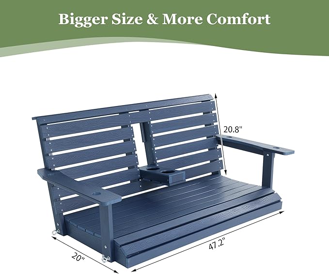 Poly Lumber 2-Seat Porch Swing, HIPS 4.5-Feet Bench Swing - Image 6
