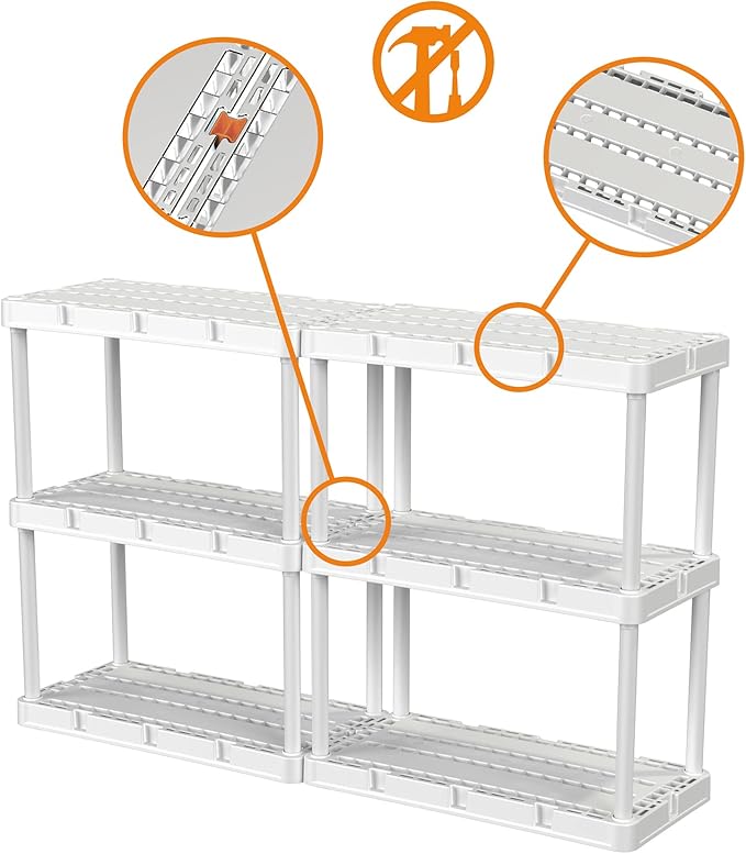 Gracious Living 3 Pack Light Duty Storage Shelves, Knect-A-Shelf 3-Shelf - Image 7