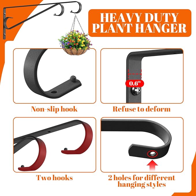 Plant Hangers Outdoor Plant Hooks Heavy Duty Iron Plant Hanger Hook - Image 4