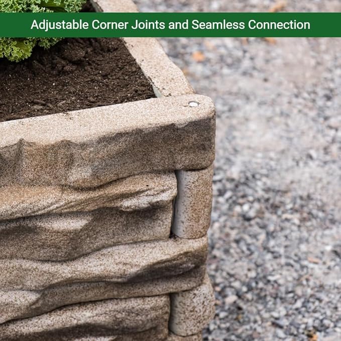 Raised Garden Bed Tan/Brown Ledgestones Composite Polyurethane Natural Look - Image 5