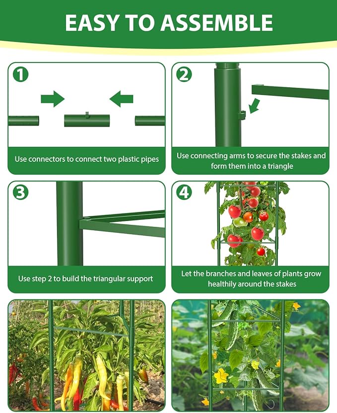 8 Pack Tomato Cages for Garden, 51in*13in Adjustable Tomatoes Plant Stakes - Image 8