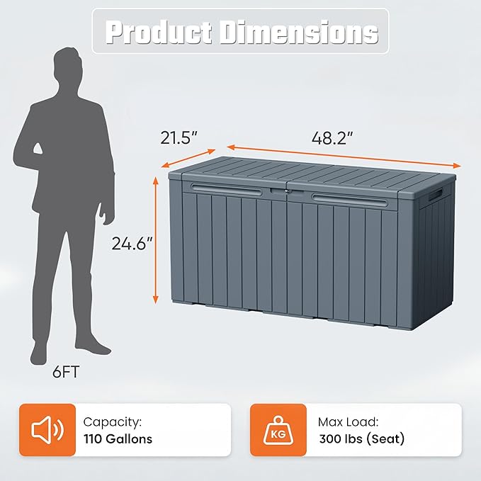 Greesum 110 Gallon Outdoor Storage Box - Image 7