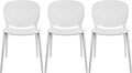 2xhome Set of 3 Patio Dining Chairs | Modern Stackable Outdoor Pool Side Chair by 2xhome