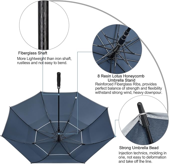 G4Free 47/54/62/68/72 Inch Automatic Open Golf Umbrella Oversize Extra Large - Image 6