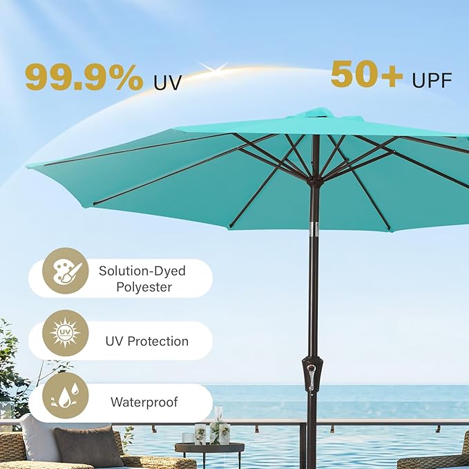 MEWAY 9ft Patio Umbrella Outdoor Table Umbrellas - Image 5