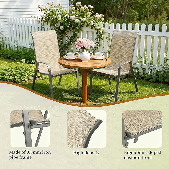 MAMIZO Patio Dining Chairs, Stackable All Weather Teslin Chair, Heavy Duty - Image 5