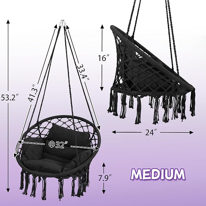 Macrame Hammock Hanging Swinging Chair - Image 5