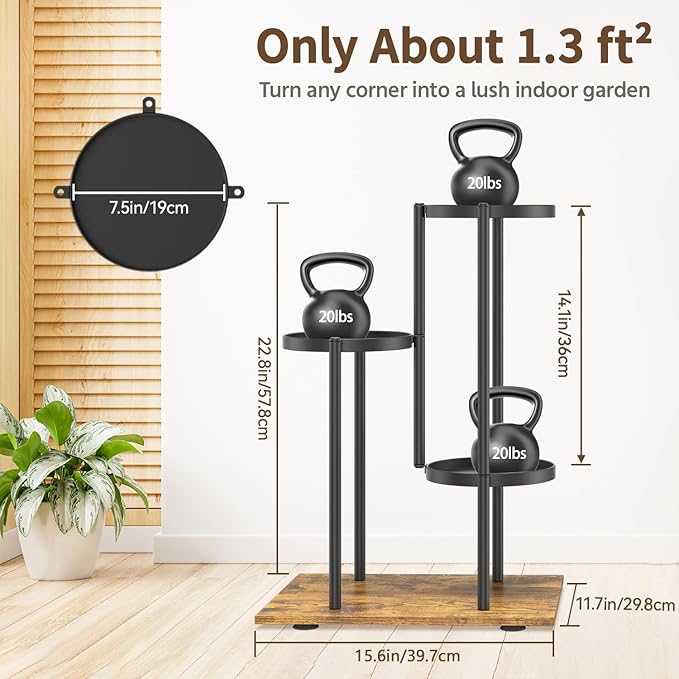 LASZOLA Black 3 Tier Plant Stand Indoor Heavy Duty Metal Planter Flower Holder - Image 7