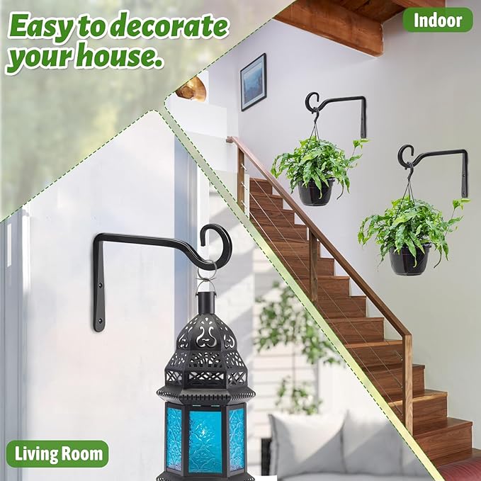 Plant Hangers Outdoor 2 Pack 10 Inch Metal Hanging Plant Bracket Metal Hanging - Image 7
