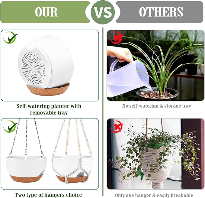 Hanging Planters for Outdoor Indoor Plants, 2 Pack 12 Inch Hanging Basket - Image 4