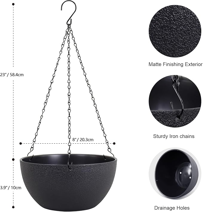 8 inch Small Hanging Planters Plant Pots - Image 2