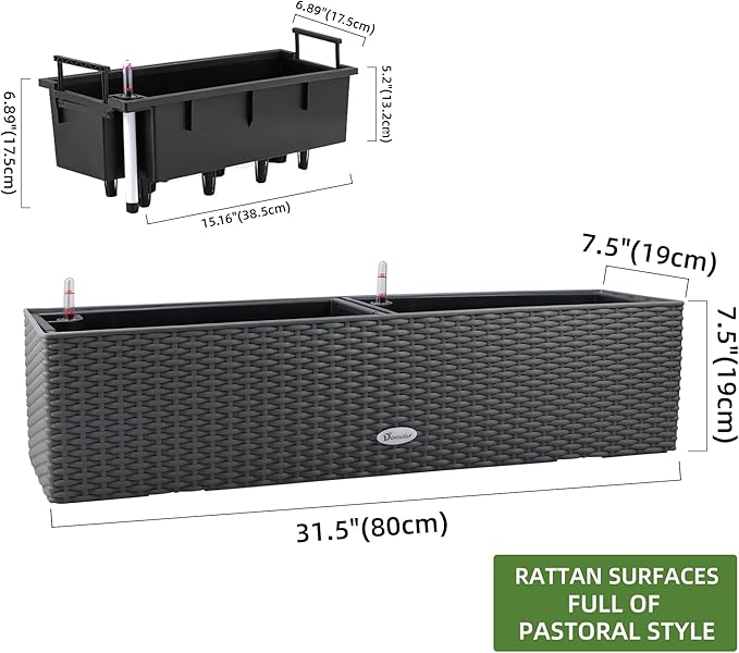Dexceder 31.5 Inch Rattan Self Watering Planter Indoor Outdoor, Thickened Large - Image 3