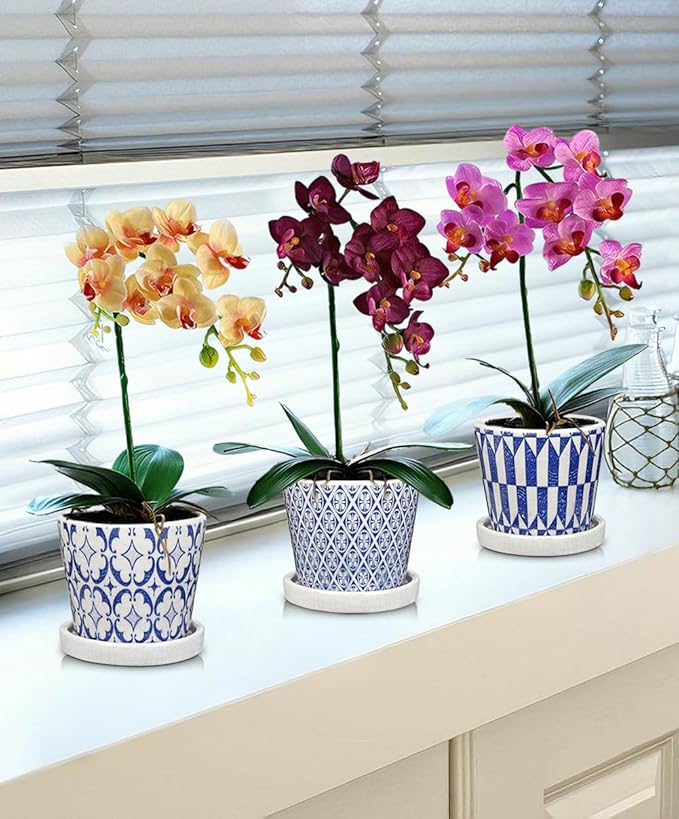 Small Ceramic Pots for Plants, 4.7 inch Blue and White Plant Pot Indoor - Image 5