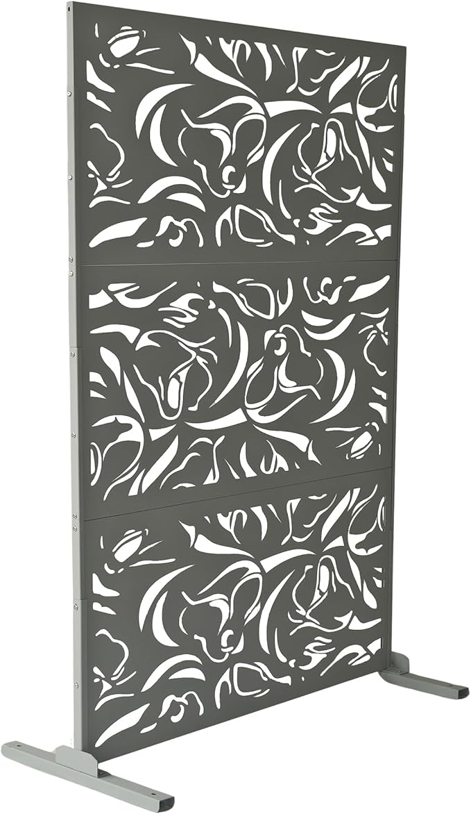Oakland Living 6 ft. X 4 ft. Grey Freestanding Metal Privacy Screen Room Divider by Oakland+Living