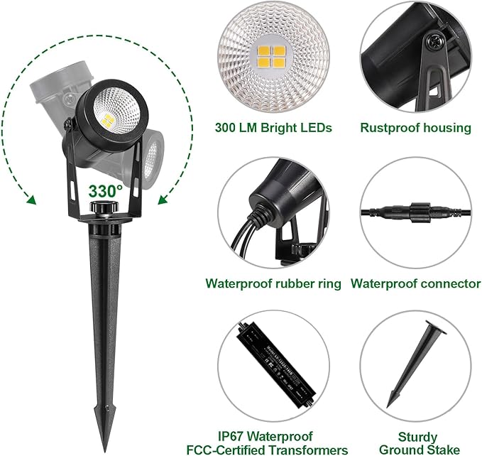 Low Voltage Landscape Lighting, 8 Pack Outdoor Spot Lights - Image 2