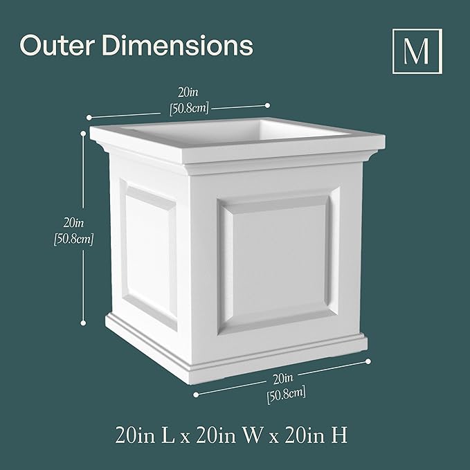 Mayne Nantucket 20-Inch Square Planter – Self-Watering, Weather-Resistant - Image 6