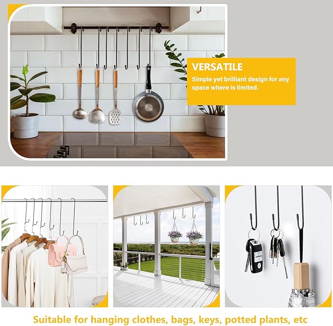 6 Pack 12 Inch Large S Hooks for Hanging Plants, Bird House, Kitchenware - Image 6
