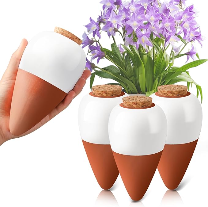 Terracotta Watering Spikes, 4 Pack Ollas Self Watering Globes, Slow Release by Unknown