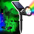 Solar Spotlights Outdoor, 7-LED Flag Pole Spot Lights, RGB Color Changing Solar by SFSUNFUNY