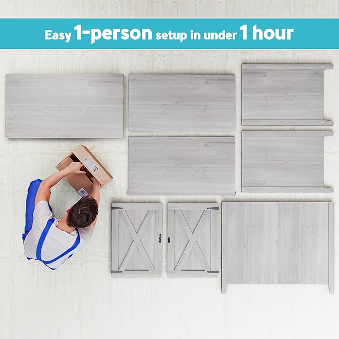 Outsunny Wood Garden Shed, Compact Outdoor Storage Cabinet Potting Shed - Image 6