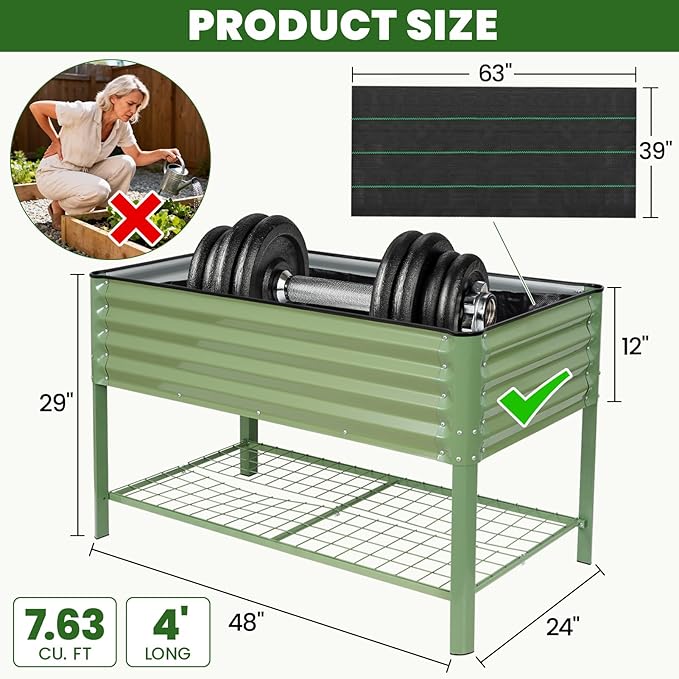 Elevated Raised Garden Bed 2' x 4'- Galvanized Metal Planter Boxes - Image 5