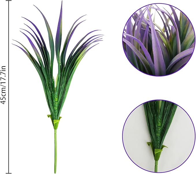 16Pcs Artificial Grass Fake Plants 17.3in Outdoor Plants UV Resistant Faux - Image 5