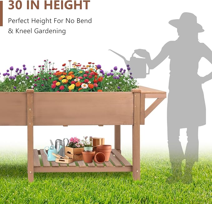 Raised Garden Bed with Legs Outdoor, Elevated Garden Box, Storage Shelf - Image 5