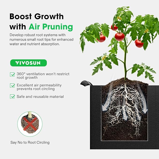 VIVOSUN 8-Grid 55 Gallon Plant Grow Bags, Large Fabric Raised Garden Bed - Image 4