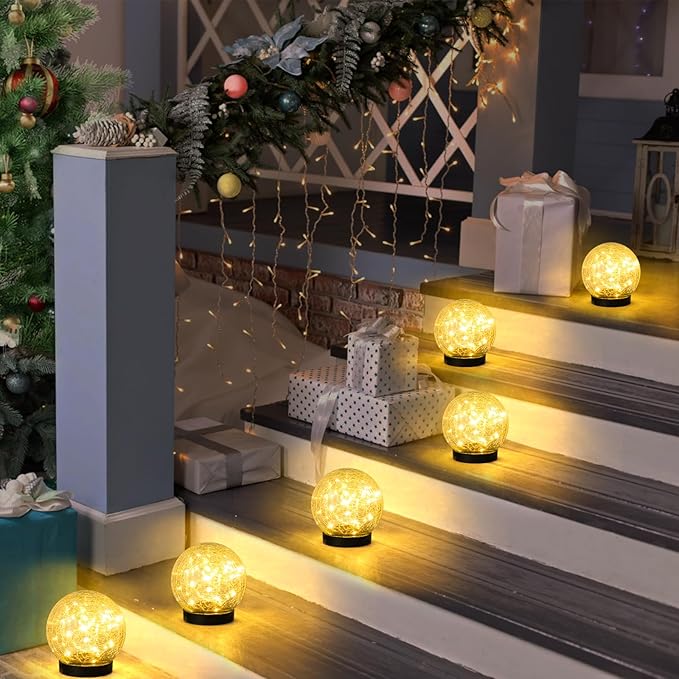 2-Pack Garden Solar Lights Outdoor, Cracked Glass Ball Light Waterproof - Image 4