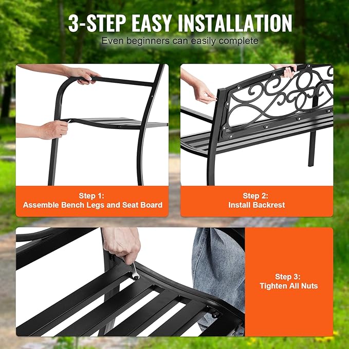 VEVOR Outdoor Bench, 50 inches Metal Garden Bench - Image 7