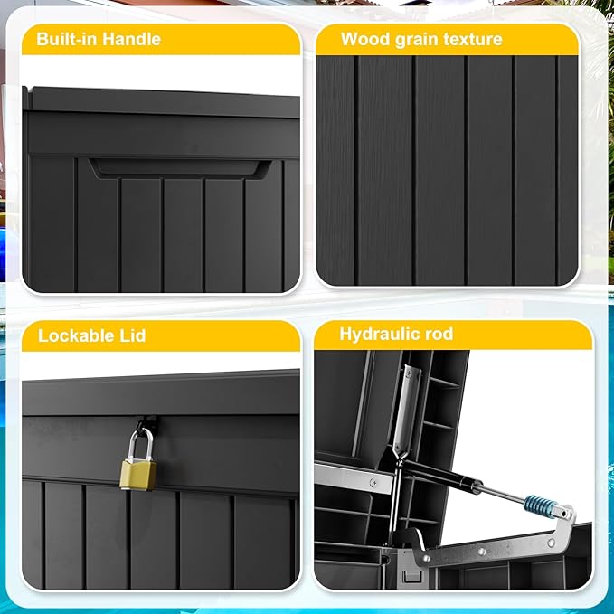 281 Gallon Outdoor Storage Box Waterproof, Large Resin Patio Deck Boxes - Image 7