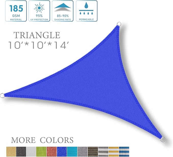 LOVE STORY 10'x10'x14' Right Triangle Sun Shade Sail Canopy UV Block Cover - Image 7