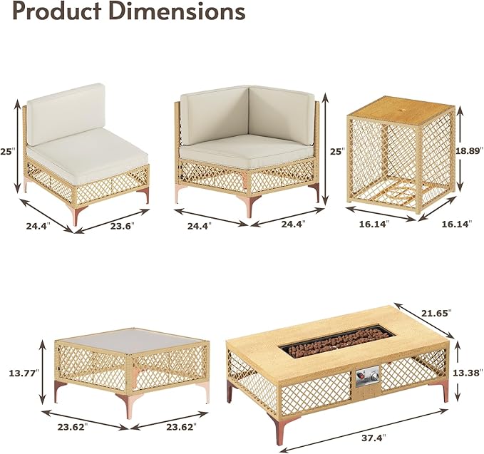 LYNSLIM Outdoor Patio Furniture Set, Wicker Outdoor Sectional Set - Image 5