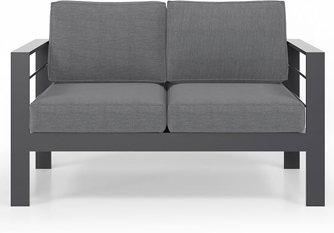 Solaste Outdoor Loveseat Aluminum Patio Furniture Sofa, All-Weather Metal - Image 7