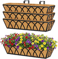 Y&M 24 Inch Window Deck with Coco Liner, Fence Metal Hanging Flower Planter by YM