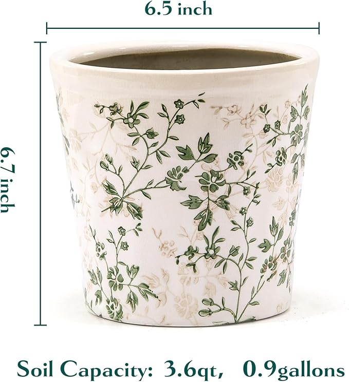 Ceramic Planter with Drainage Hole, Plastic Tray & Mesh, 6.7 Inch - Image 3
