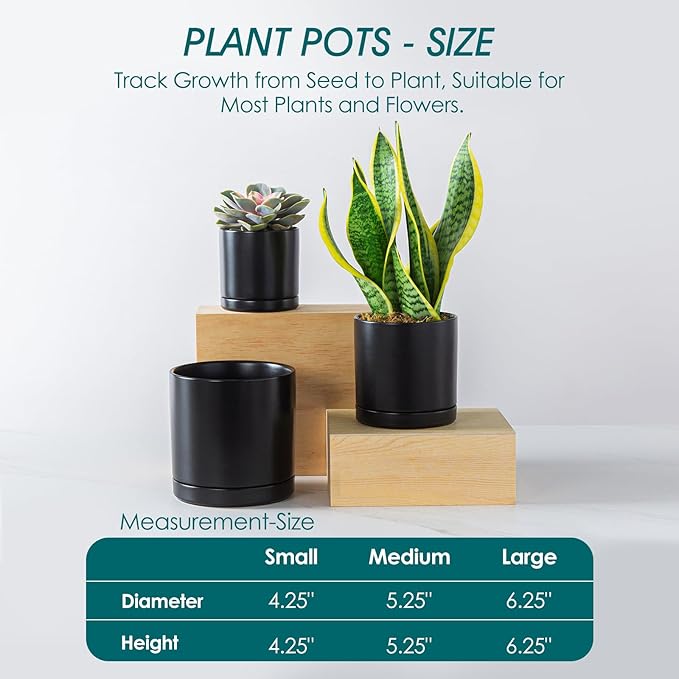 vancasso Ceramic Plant Pots, 3 Piece Planters - Image 2