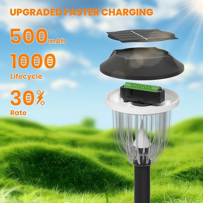 AOSEA LED Solar Lights for Outside, 12000K 6 Pack Solar Lights Outdoor IP65 - Image 4