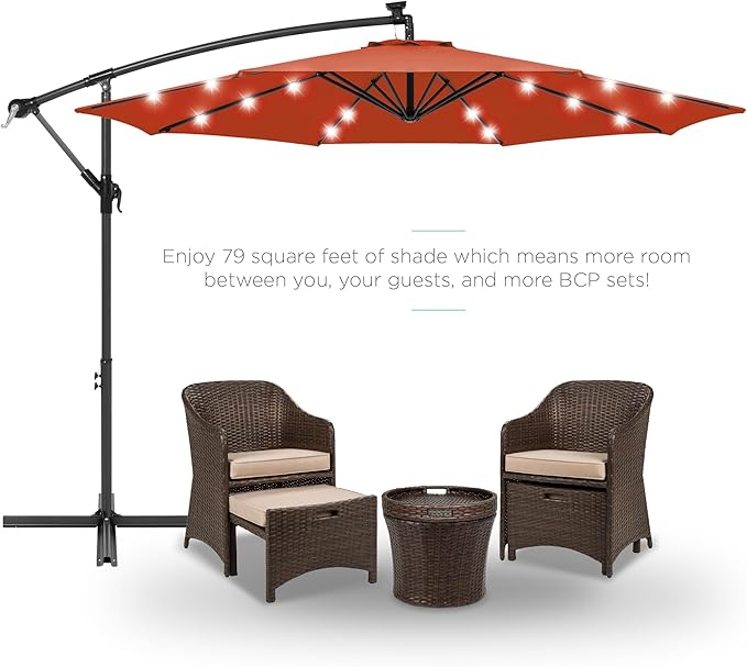 Best Choice Products 10ft Solar LED Offset Cantilever Hanging Market Patio - Image 2