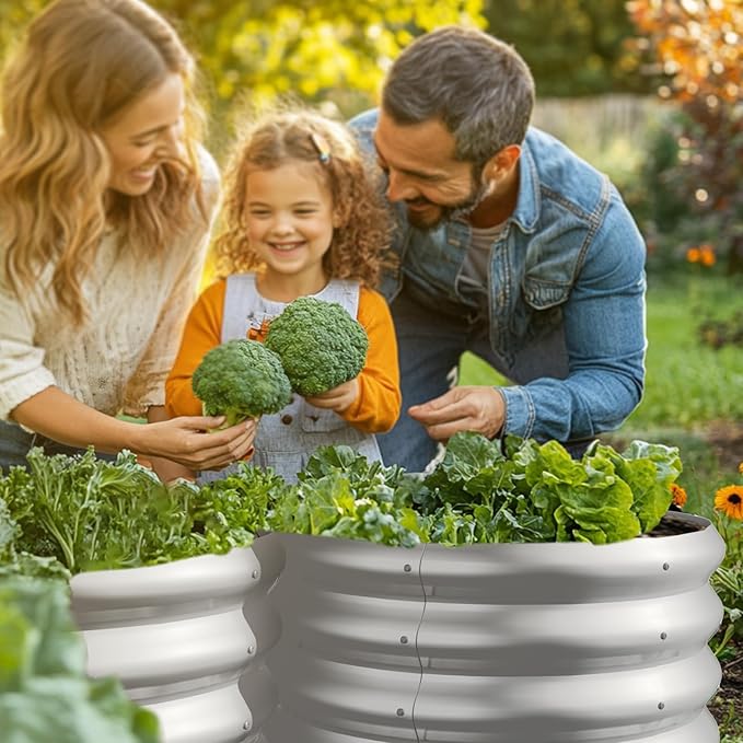 2x2x1ft Round Galvanized Raised Garden Bed Outdoor Metal Planter Box Raised Beds - Image 7
