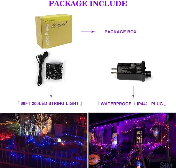 66Ft 200 LED Halloween Fairy Lights Plug in, 8 Modes String Lights - Image 7
