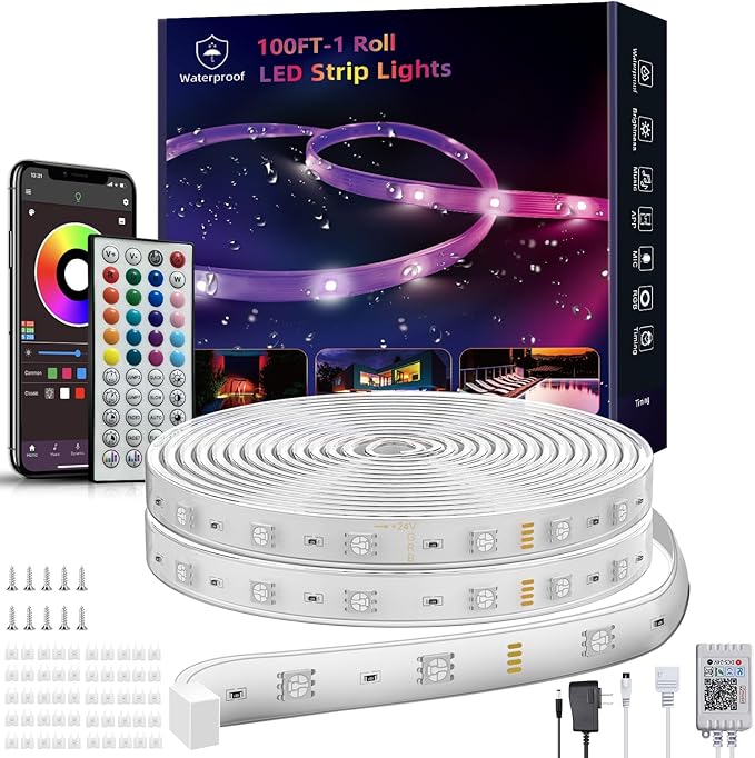 Outdoor Led Strip Lights Waterproof 98ft, Ip65 Outside Led Light Strip by Ledagic