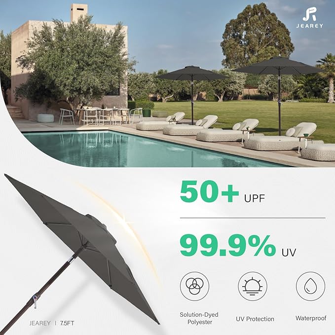 JEAREY 7.5FT Patio Umbrella Market Table Umbrella - Image 3