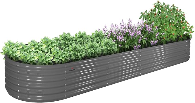 A ANLEOLIFE 12X3X1.5 ft Galvanized Raised Garden Beds Outdoor, Oval Extra Large by AAnleolife