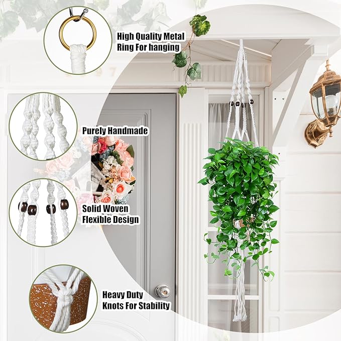 Hoteam 12 Pcs Macrame Plant Hangers Macrame Hanging Planters - Image 3
