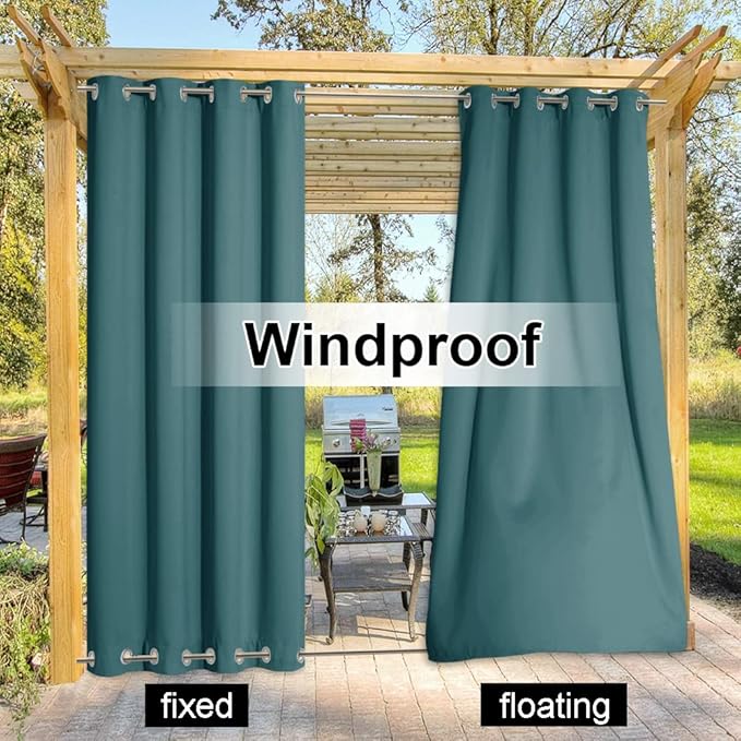 NICETOWN 2 Panels Windproof Outdoor Curtains Top and Bottom Grommet - Image 6
