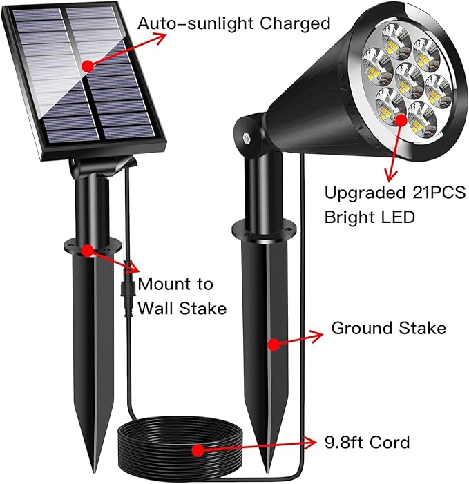 MEIHONG Solar Spot Lights, Warm White Lights - Image 5
