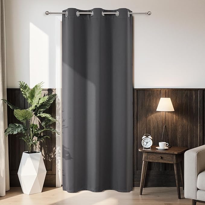 Joydeco Blackout Door Curtain for Doorway Privacy 80 Inches Long, Grommet by JOYDECO